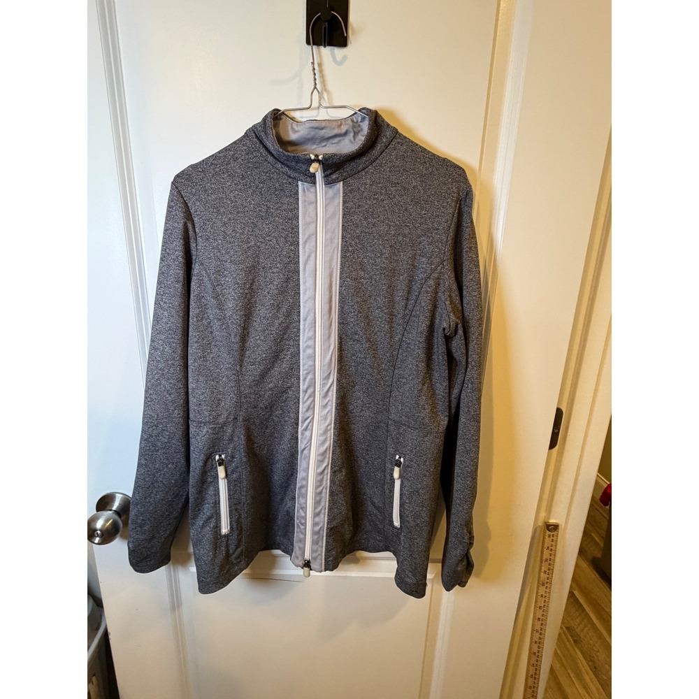Zenergy by Chico's Women Zip Up Jacket Space Dye Gray Size 1